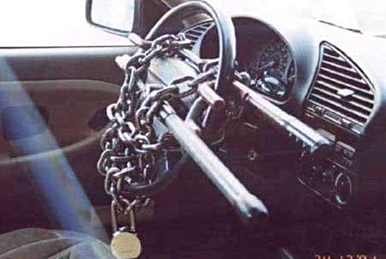 padlocked steering wheel