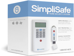 SimpliSafe burglar alarm box and keychain